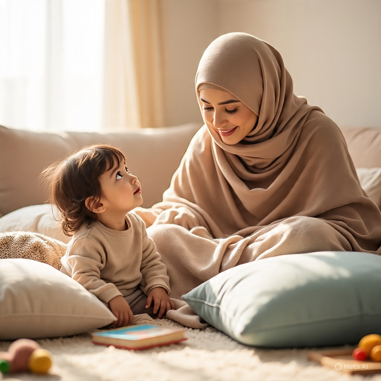 Ilustrasi orang tua dan anak sedang bercerita